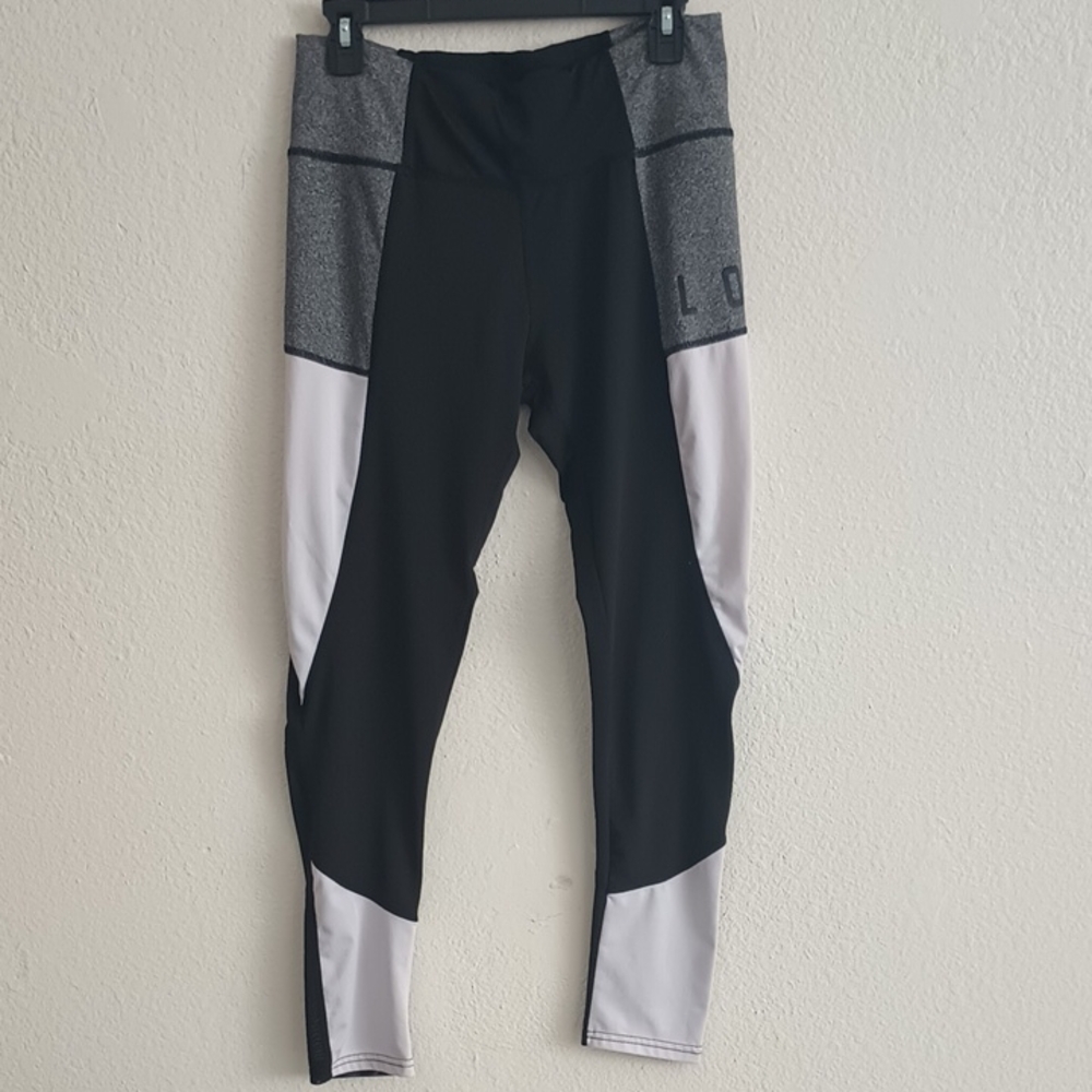 Black and Gray Colorblock Leggings Size L